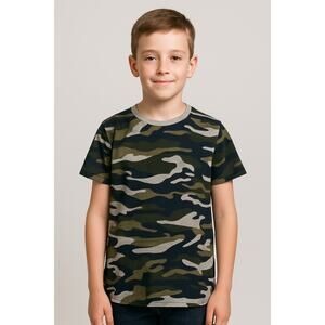 Epic Threads Boys V-Neck Camo T-Shirt – Size Medium 8/10 Green & Gray Print NWOT